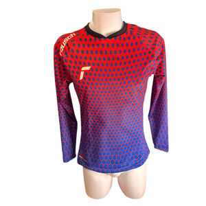 Women’s Reusch Red Blue Hexagon Long Sleeve Jersey l